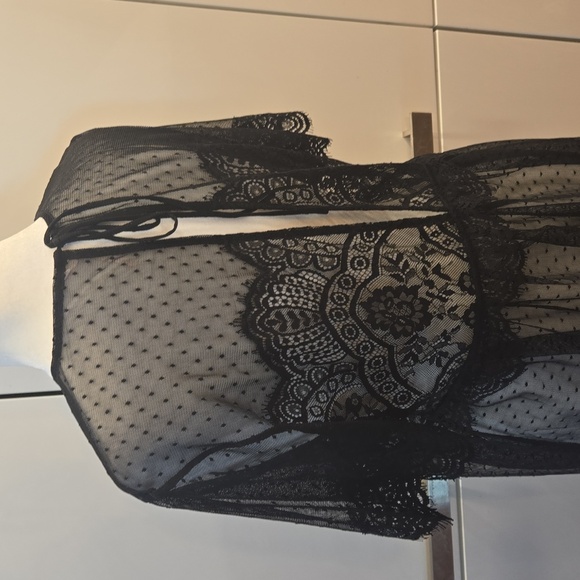 Free People Sheer Crochet Lace Embroidered Maxi Dress Top Black Size Small - Picture 6 of 12